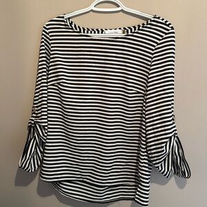 Calvin Klein Blouse- Black and White Stripes- Small